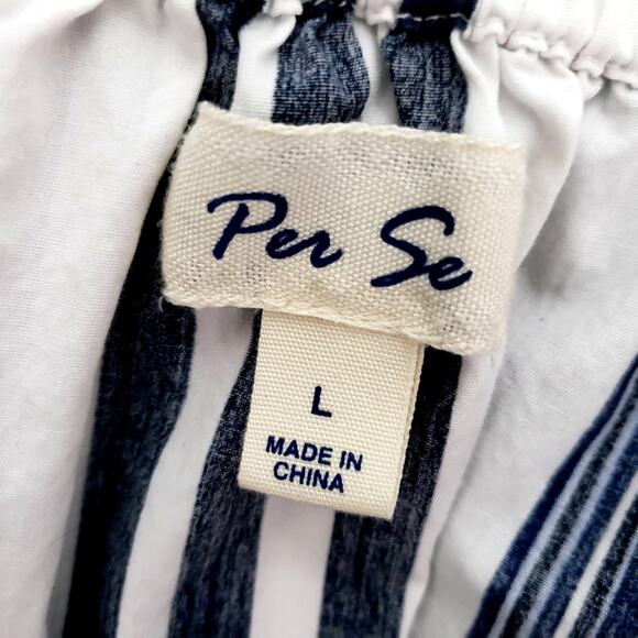 Per Se Off Shoulder Striped Cotton Top - Size Large - Resort Prep Beach - Picture 3 of 6